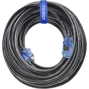 80 ft Outdoor Extension Cord 16/3 SJTW with Lighted Locking Connector, Black